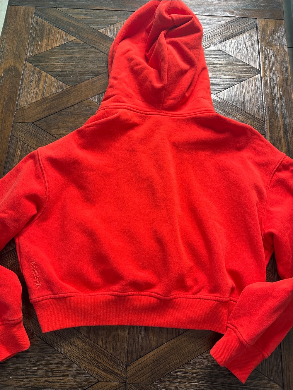 Athleta Fiery Red Cropped Oversized Full Zip Hoodie Size M - Picture 4 of 5